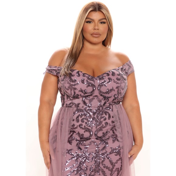 Sequin toule mesh evening gown maxi dress - Picture 3 of 4